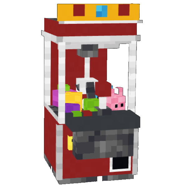 Generated Minecraft model of a claw machine stuffed with plushies