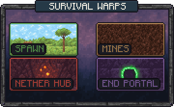 Survival Warp Menu — a Minecraft GUI made with resourcepack.ai