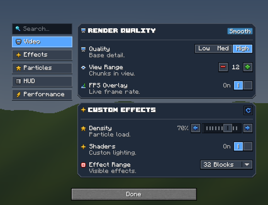 Graphics Settings — a Minecraft Dialog made with resourcepack.ai