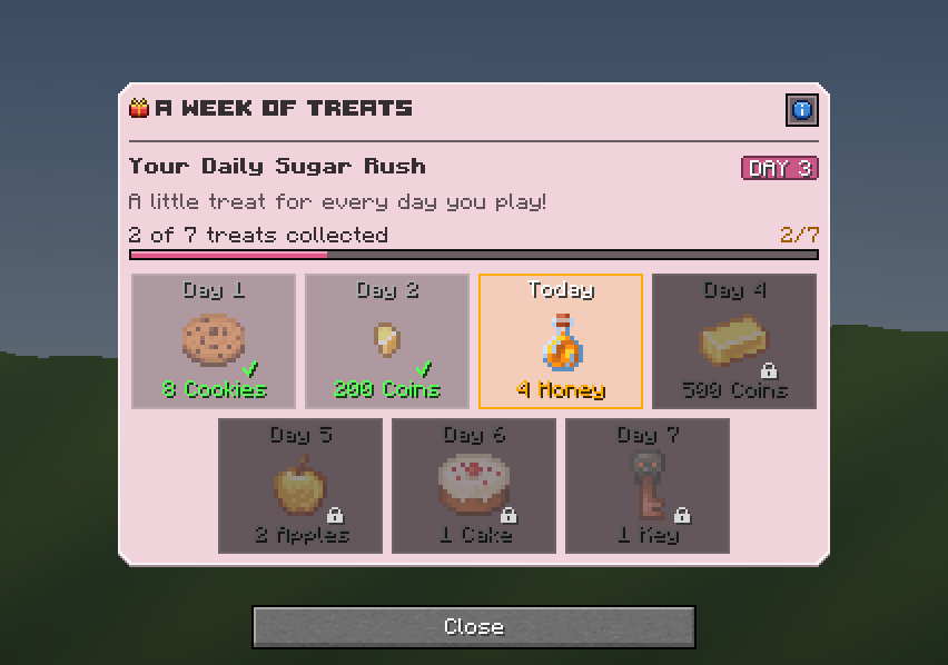 Daily Rewards Calendar — a Minecraft Dialog made with resourcepack.ai
