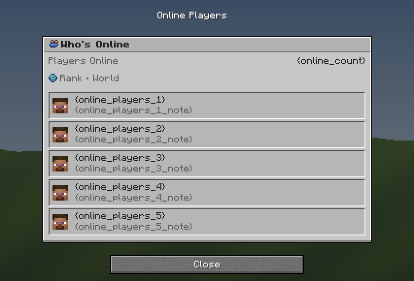 Online Players — a Minecraft Dialog made with resourcepack.ai