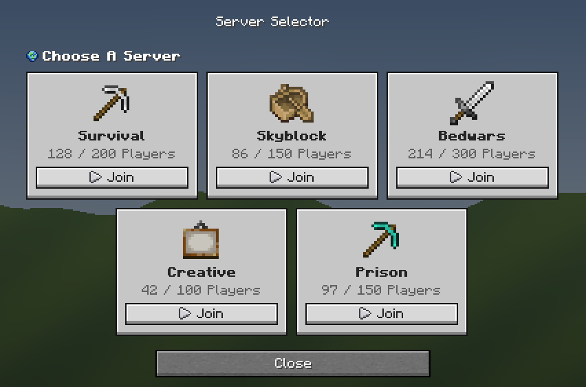 Server Selector — a Minecraft Dialog made with resourcepack.ai