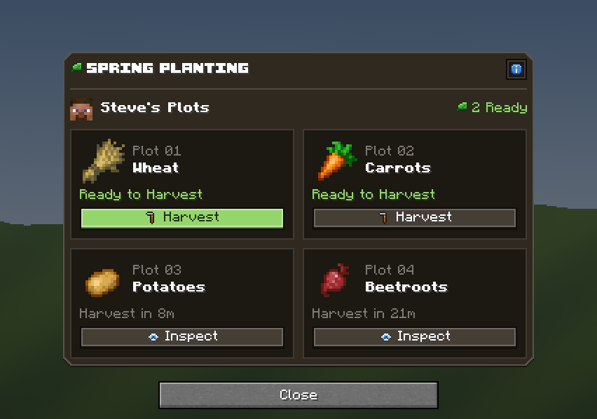 Garden Plots — a Minecraft Dialog made with resourcepack.ai
