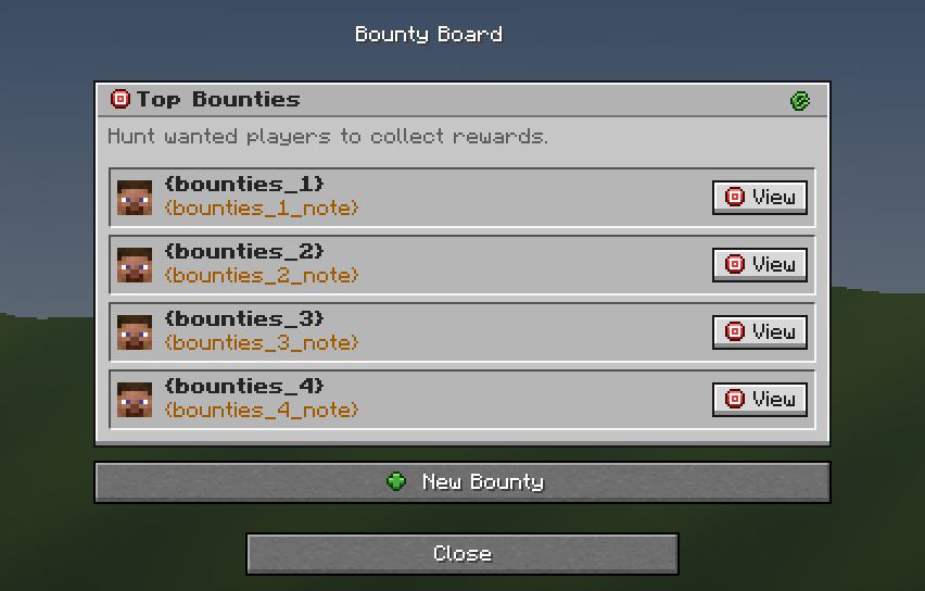 Bounty Board — a Minecraft Dialog made with resourcepack.ai