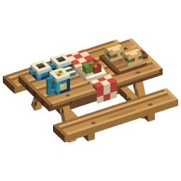 Picnic Table With Food — a Minecraft Model made with resourcepack.ai