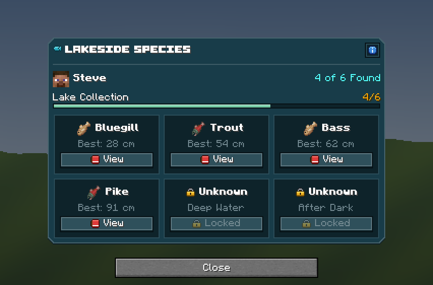 Fishing Journal — a Minecraft Dialog made with resourcepack.ai