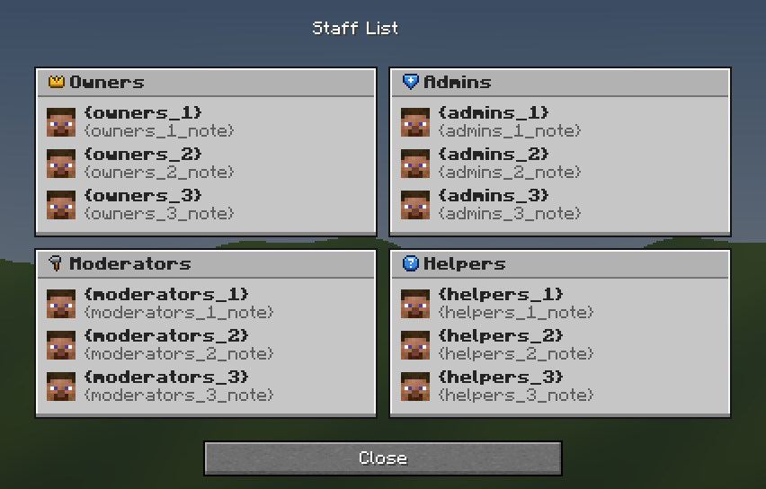 Staff List — a Minecraft Dialog made with resourcepack.ai