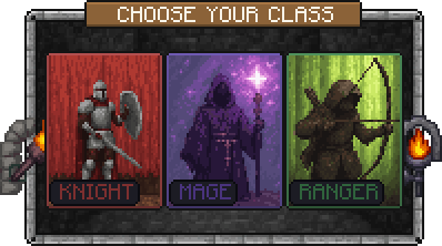 Class Selection Menu — a Minecraft GUI made with resourcepack.ai