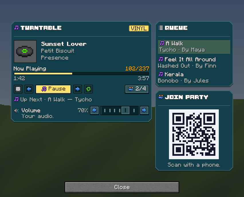 Party Queue — a Minecraft Dialog made with resourcepack.ai