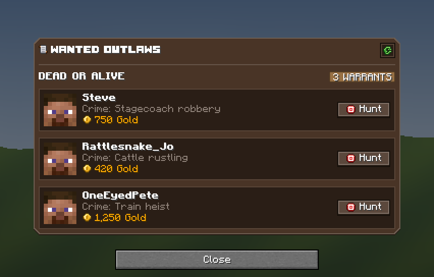 Bounty Board — a Minecraft Dialog made with resourcepack.ai