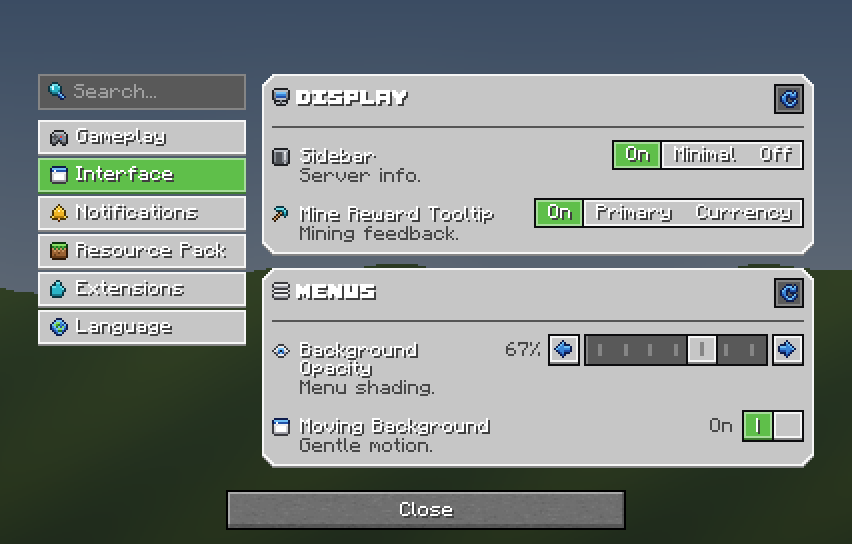 Classic Settings Menu — a Minecraft Dialog made with resourcepack.ai