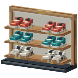Shoe Display Wall — a colourful Minecraft Model made with resourcepack.ai