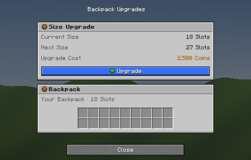 Backpack Upgrades — a Minecraft Dialog made with resourcepack.ai