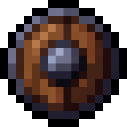 Round Wooden Shield — a round Minecraft Item (2D) made with resourcepack.ai