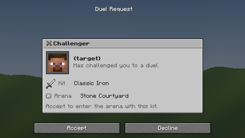 Duel Request — a Minecraft Dialog made with resourcepack.ai