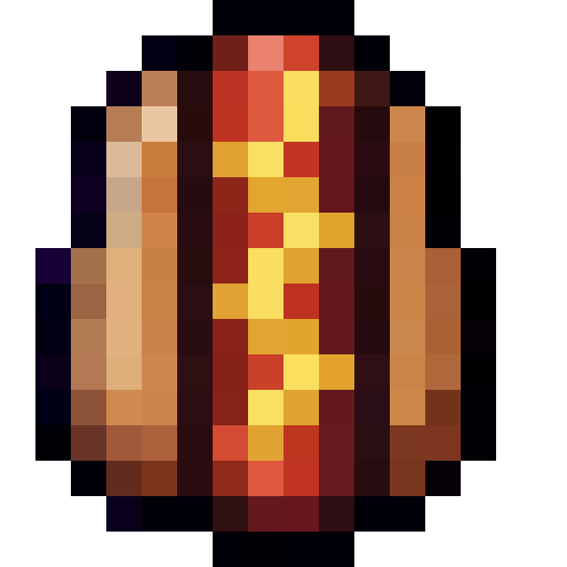 Hot Dog With Mustard — a hot dog Minecraft Item (2D) made with resourcepack.ai