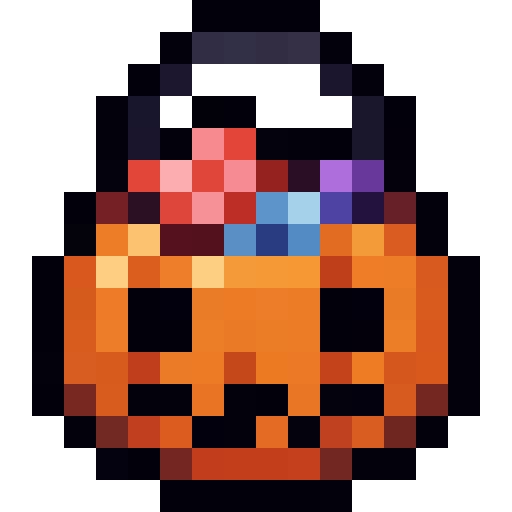 Pumpkin Candy Bucket — a Minecraft Item (2D) made with resourcepack.ai