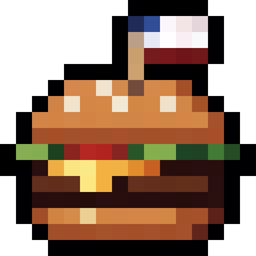 American Flag Cheeseburger — a Minecraft Item (2D) made with resourcepack.ai