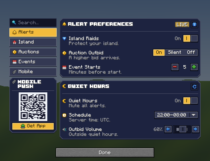 Notification Settings — a Minecraft Dialog made with resourcepack.ai