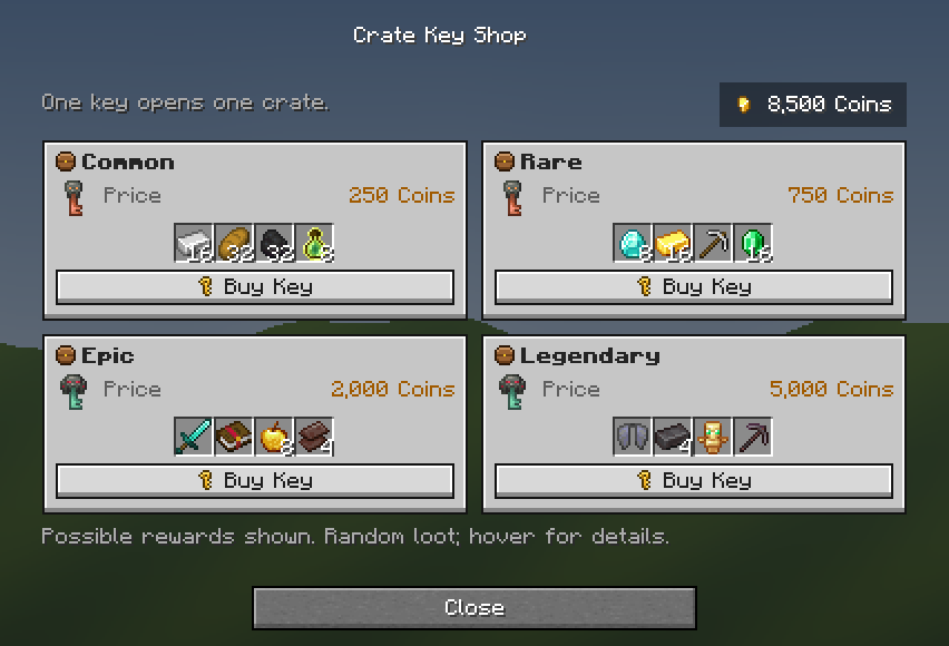 Crate Key Shop — a Minecraft Dialog made with resourcepack.ai