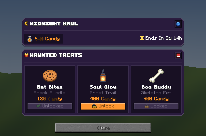 Halloween Event Menu — a Minecraft Dialog made with resourcepack.ai