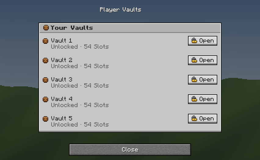 Player Vaults — a Minecraft Dialog made with resourcepack.ai