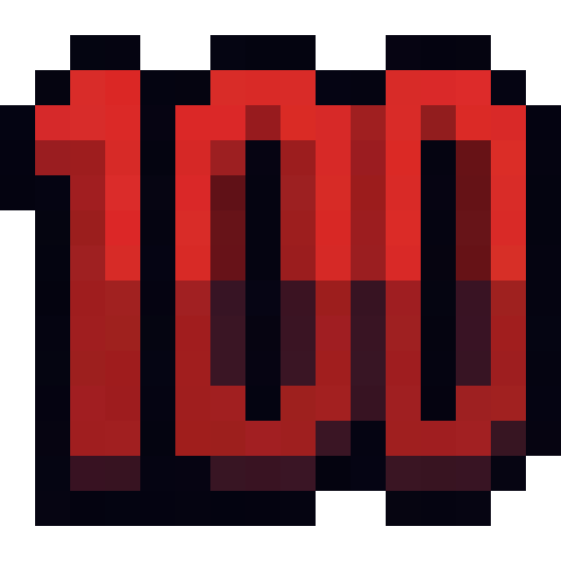 Bold Red Number 100 — a Minecraft Icon made with resourcepack.ai
