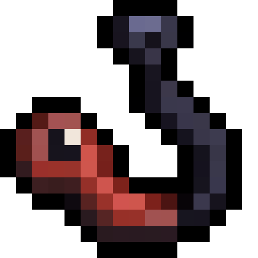 Worm On Hook — a Minecraft Item (2D) made with resourcepack.ai