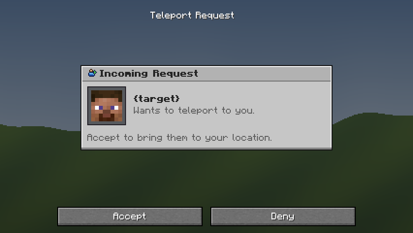 Teleport Request — a Minecraft Dialog made with resourcepack.ai