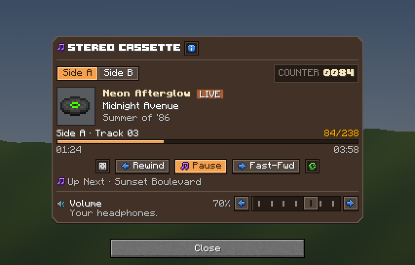 Cassette Walkman — a Minecraft Dialog made with resourcepack.ai