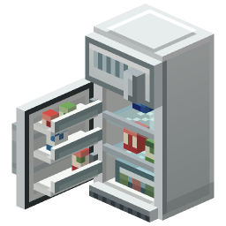 Open Stocked Fridge Freezer — a Minecraft Model made with resourcepack.ai