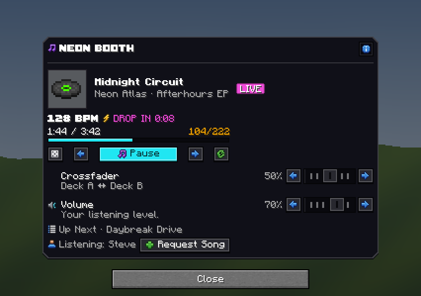Club DJ Deck — a Minecraft Dialog made with resourcepack.ai