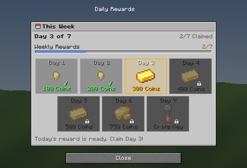 Daily Rewards — a Minecraft Dialog made with resourcepack.ai