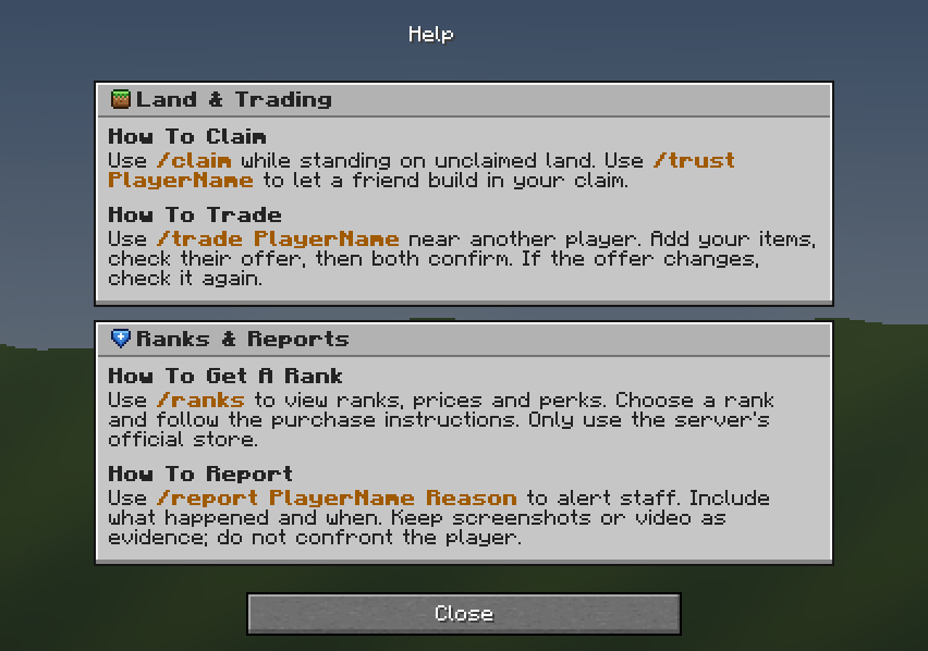 Help — a Minecraft Dialog made with resourcepack.ai