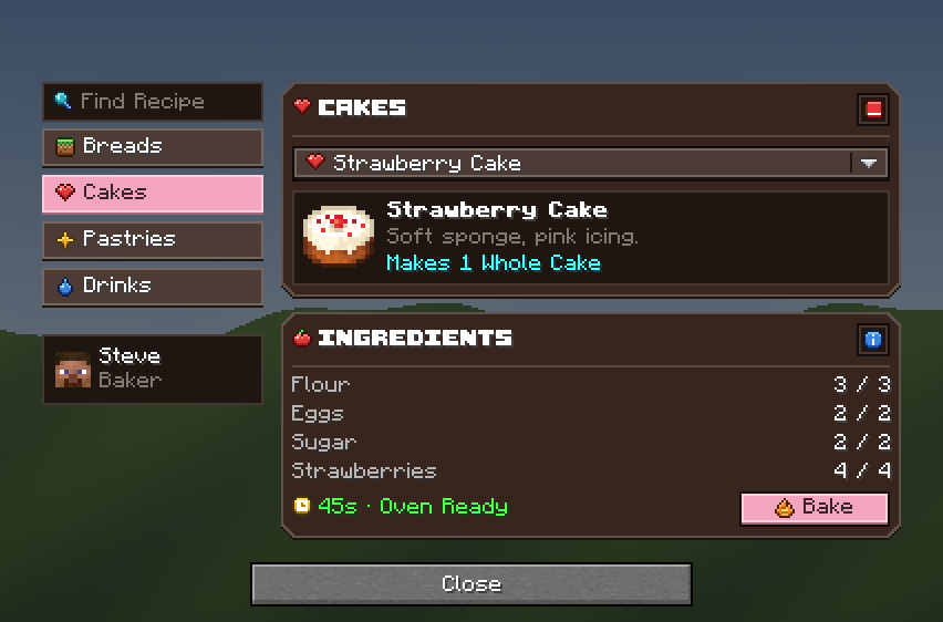 Cooking Recipe Dialog — a Minecraft Dialog made with resourcepack.ai